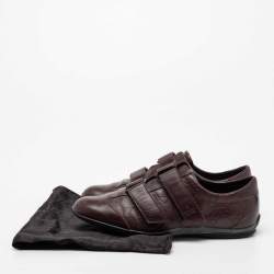 Pre Owned حذاء رياضي غوتشي جلد غوتشيسيما عنابي شريط فيلكرو مقاس 37.5