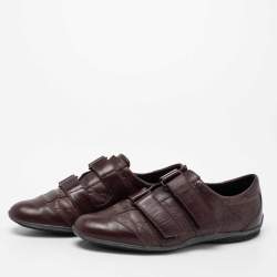 Pre Owned حذاء رياضي غوتشي جلد غوتشيسيما عنابي شريط فيلكرو مقاس 37.5