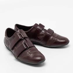 Pre Owned حذاء رياضي غوتشي جلد غوتشيسيما عنابي شريط فيلكرو مقاس 37.5