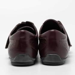 Pre Owned حذاء رياضي غوتشي جلد غوتشيسيما عنابي شريط فيلكرو مقاس 37.5