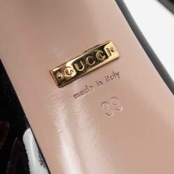 Pre Owned Gucci Black Patent Leather Peep-Toe Platform Pumps Size 39