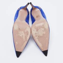 Pre Owned Gucci Blue Suede Pointed Toe Pumps Size 40