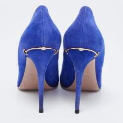 Pre Owned Gucci Blue Suede Pointed Toe Pumps Size 40
