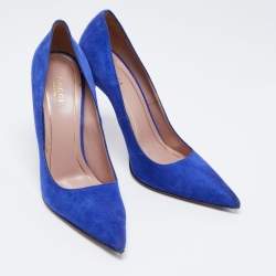 Pre Owned Gucci Blue Suede Pointed Toe Pumps Size 40
