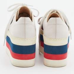 Gucci Off White Leather Peggy Web Detail Platform Sneakers Size 37