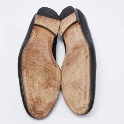 Gucci Black Leather Jordaan Horsebit Slip On Loafers Size 44