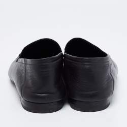 Gucci Black Leather Jordaan Horsebit Slip On Loafers Size 44