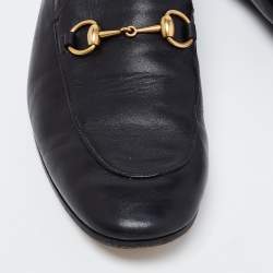Gucci Black Leather Jordaan Horsebit Slip On Loafers Size 44