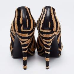 Pre Owned Gucci Brown/Black Calf Hair Betty Open Toe Platform Pump Size 36