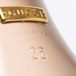 Pre Owned Gucci Off White Leather GG Marmont Ankle Sandals Size 38