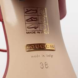 مملوكة مسبقًا صندل غوتشي مارمونت جلد أحمر سير كاحل مزين بشعار الماركة جي جي مقاس 38