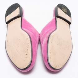 مملوكة مسبقًا حذاء مولز غوتشي فلات برنستاون قطيفة وردي فاتح مرصع كريستال مقاس 38.5