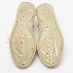 Pre Owned Gucci Cream GG Canvas And Leather Low Top Sneakers Size 37.5