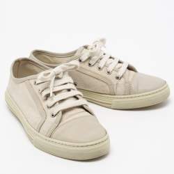 Pre Owned Gucci Cream GG Canvas And Leather Low Top Sneakers Size 37.5