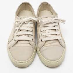 Pre Owned Gucci Cream GG Canvas And Leather Low Top Sneakers Size 37.5