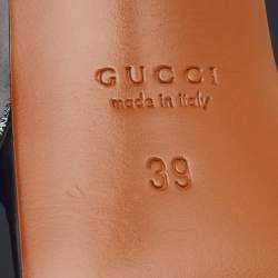 Pre Owned Gucci Black Patent Leather Round Toe Pumps Size 39
