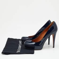 Pre Owned Gucci Black Patent Leather Round Toe Pumps Size 39