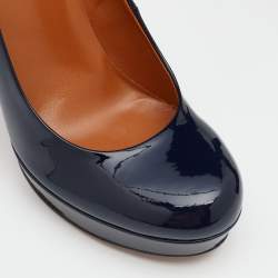Pre Owned Gucci Black Patent Leather Round Toe Pumps Size 39