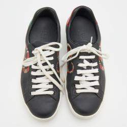 مملوكة مسبقًا حذاء رياضي غوتشي أيس جلد متعدد الألوان مزين بشعار ملك الثعابين مقاس 35.5