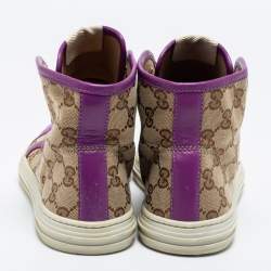 Gucci Beige/Pink GG Canvas And Suede High Top Sneakers Size 37