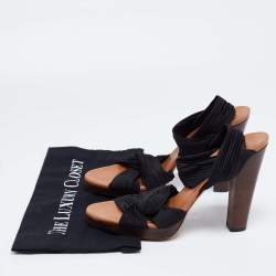 Gucci Black Pleated Fabric Platform Sandals Size 41