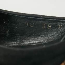 Gucci Black Suede Cork Wedge Platform Sandals Size 38