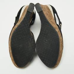 Gucci Black Suede Cork Wedge Platform Sandals Size 38