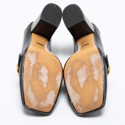 Pre Owned حذاء كعب عالي غوتشي بيتون جلد أسود مزين ويب جي جي مقاس 41 