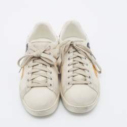 مملوكة مسبقًا Gucci x Disney Ivory Leather Ace Mickey Mouse Low Top Sneakers Size 37.5