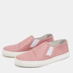 Gucci Pink Micro Guccissima Leather Slip-On Sneakers Size 37.5