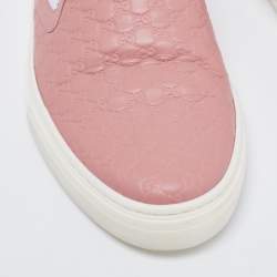 Gucci Pink Micro Guccissima Leather Slip-On Sneakers Size 37.5