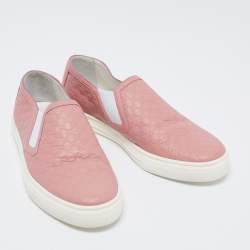 Gucci Pink Micro Guccissima Leather Slip-On Sneakers Size 37.5