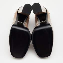 مملوكة مسبقًا Gucci Beige Patent Leather Horsebit Block Heel Pumps Size 38.5