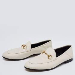 Pre Owned Gucci Cream Leather Brixton Collapsible Loafers Size 37