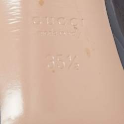 Gucci Slate Grey Patent Leather Peep-Toe Platform Slingback Sandals Size 35.5