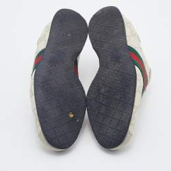 Gucci Off-White Guccissima Leather And Suede Web Low Top Sneakers Size 36