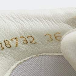 Gucci Off-White Guccissima Leather And Suede Web Low Top Sneakers Size 36