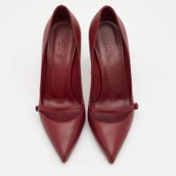Pre Owned Gucci Dark Red Leather Mary Jane Pumps Size 39