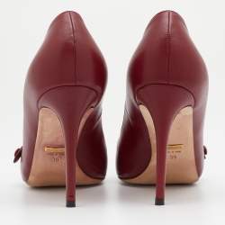 Pre Owned Gucci Dark Red Leather Mary Jane Pumps Size 39