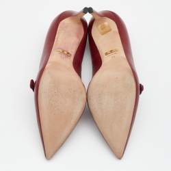 Pre Owned Gucci Dark Red Leather Mary Jane Pumps Size 39