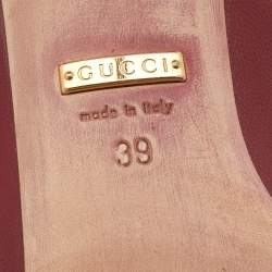 Pre Owned Gucci Dark Red Leather Mary Jane Pumps Size 39