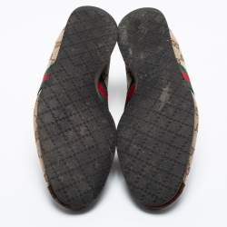 مملوكة مسبقًا Gucci Beige/Brown GG Canvas and Suede Web Low Top Sneakers Size 37.5