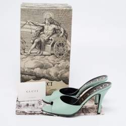 Gucci Green Leather Slide Sandals Size 38