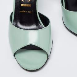 Gucci Green Leather Slide Sandals Size 38
