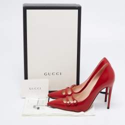 Pre Owned Gucci Red Leather Aneta Pointed Toe Pumps Size 36