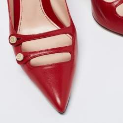 Pre Owned Gucci Red Leather Aneta Pointed Toe Pumps Size 36