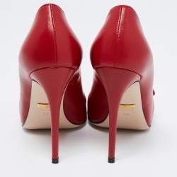 Pre Owned Gucci Red Leather Aneta Pointed Toe Pumps Size 36