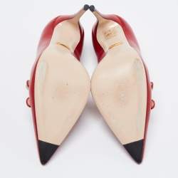 Pre Owned Gucci Red Leather Aneta Pointed Toe Pumps Size 36