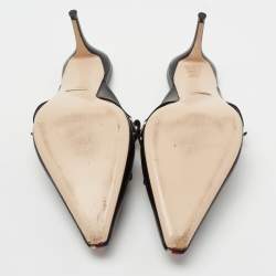 Pre Owned حذاء سلايد غوتشي هورسبيت إيما ويب جلد أسود/أحمر بحزام مقاس 42