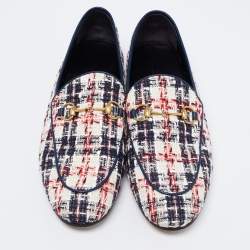 مملوكة مسبقًا Gucci Tri Color Tweed Horsebit Jordaan Loafers Size 40